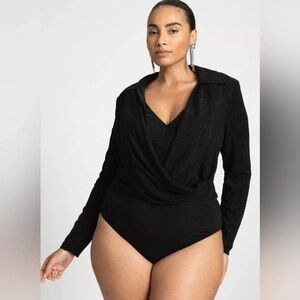 NWT Eloquii Sparkle Knit Cowel Black Women's Bodysuit, size 18/20